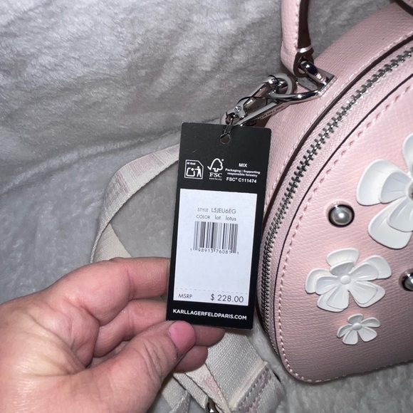NWT Karl Lagerfeld Paris Maybelle Pink Crossbody Bag with Floral Design - Picture 6 of 11